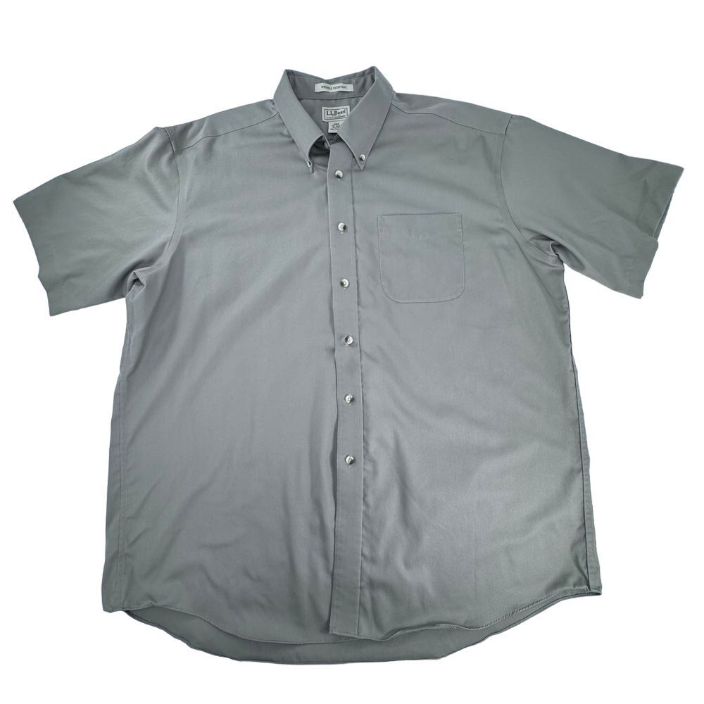 L.L.Bean‎ Men's Wrinkle-Resistant Short Sleeve Button-Down Shirt Gray XL